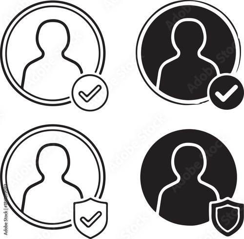 User profile verification and security icons account