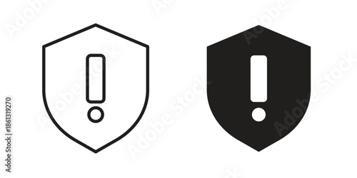 Shield exclamation icons logo design, Pictogram Icons