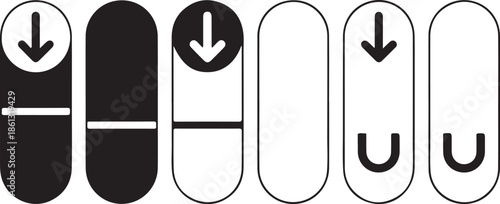 Set of Pill Icons with Download Arrows and Empty States