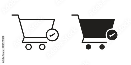 Shopping cart check icons logo design, Pictogram Icons