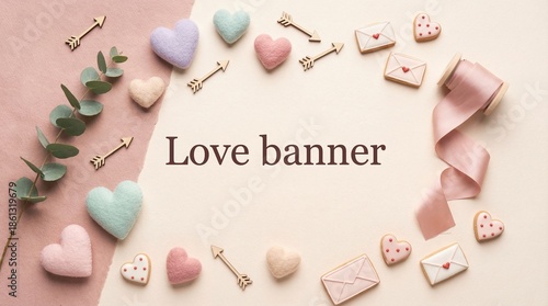 Love Background with Romantic Hearts, Soft Light