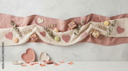 Love Background with Romantic Hearts, Soft Light