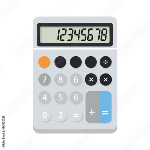 A flat-design calculator displaying "12345678" with buttons