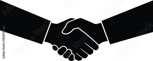 Handshake silhouette close up representing trust, agreement, partnership, cooperation, business success and professional relationship concept isolated illustration