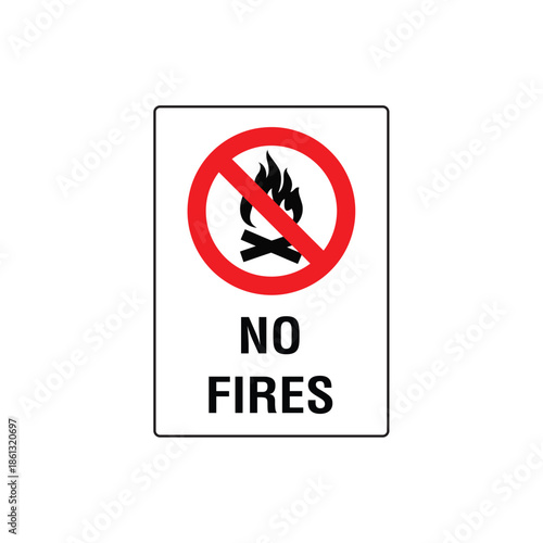 No Fires Sign Vector Design Prohibition Warning Sticker For Fire Safety Area
