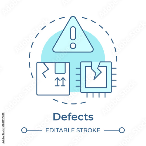 Defects soft blue concept icon. Electronic components, product damage. Delivery package. Round shape line illustration. Abstract idea. Graphic design. Easy to use in article, infographic