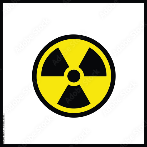 A yellow symbol with black elements against a white background, in a black frame