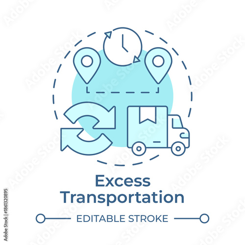 Excess transportation soft blue concept icon. Delivery services, order tracking. Goods transportation. Round shape line illustration. Abstract idea. Graphic design. Easy to use in article