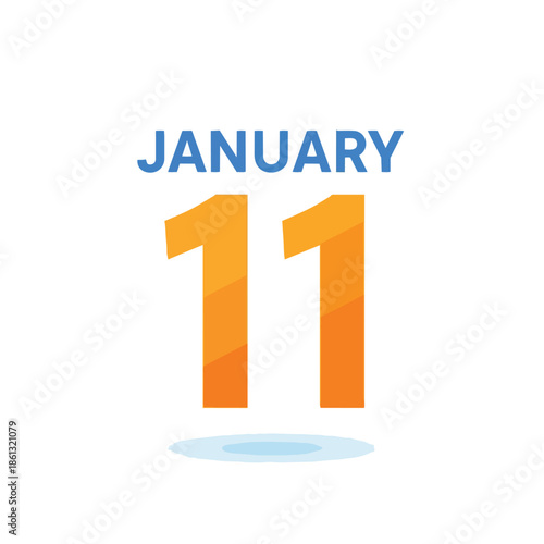 January eleventh date reminder with bold orange numerals and blue month text illustrating a significant day or event this clean modern graphic