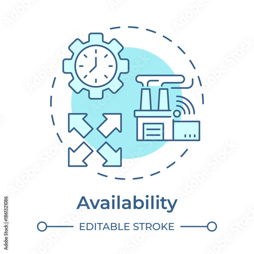Availability soft blue concept icon. Production system, smart factory. Process management. Round shape line illustration. Abstract idea. Graphic design. Easy to use in article, infographic