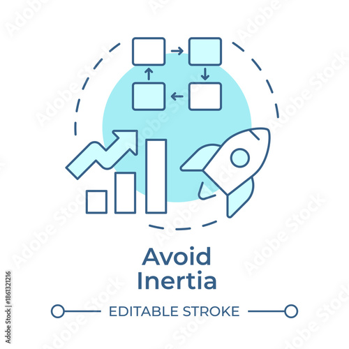 Avoid inertia soft blue concept icon. Startup launch. Business growth, strategic planning. Round shape line illustration. Abstract idea. Graphic design. Easy to use in article, infographic