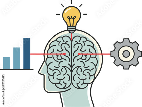 The human mind processes data and forms new ideas to drive strategic thinking and innovation