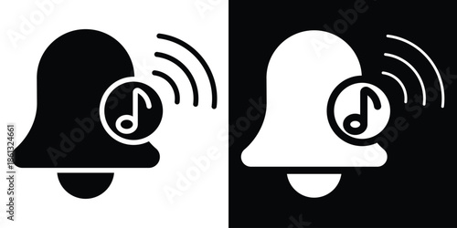 Notification icon vector illustration glyph style on white and black background