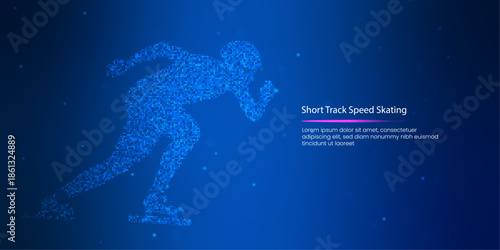 Short Track Speed Skating technology tech blue background Tech Blue Background. Artificial Intelligence Agent or Assistant Concept. Vector Digital Illustration.