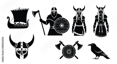 Viking symbols and characters a collection of iconic norse imagery and elements