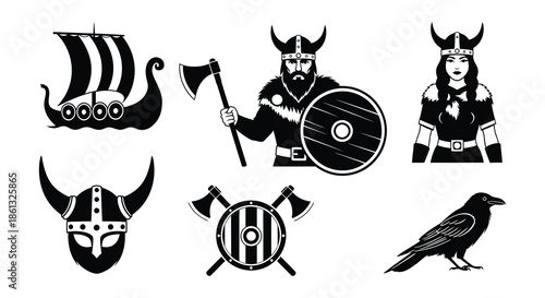 Viking symbols and characters a collection of iconic norse imagery and elements