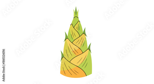 A vibrant illustration of a freshly grown bamboo shoot ready for culinary use or garden inspiration.