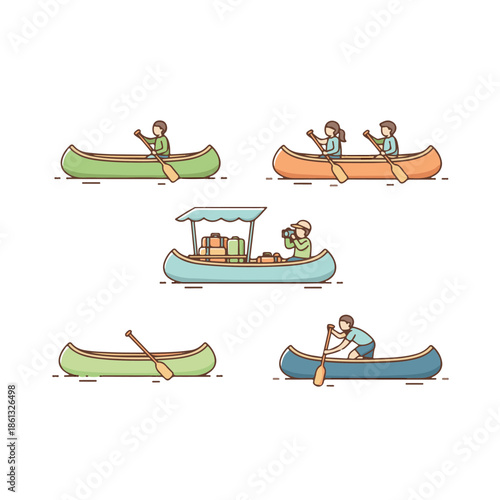 Boating Adventure A Collection of Canoeing Illustrations for Your Projects