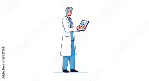 Healthcare Professional Utilizing Digital Tablet for Patient Data Management and Modern Medical Practices