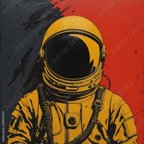 Abstract Expressionist  Astronaut With Space Helmet