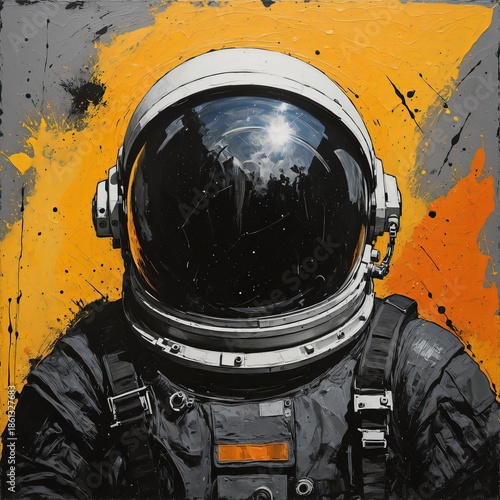 Abstract Expressionist  Astronaut With Space Helmet