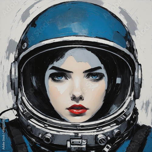 Abstract Expressionist  Astronaut With Space Helmet