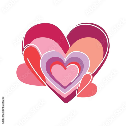 Intertwined hearts in soft pastel colors