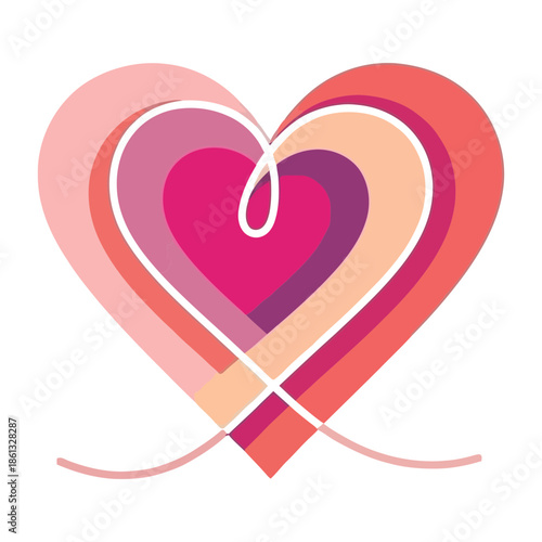 Intertwined hearts in warm hues