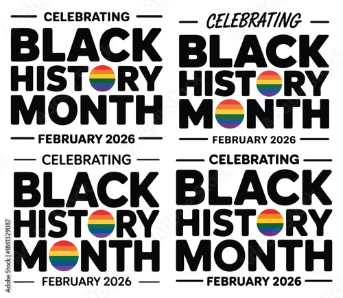 Black History Month Celebrating February 2026 Rainbow Logo