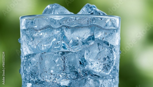 ice cubes on green background