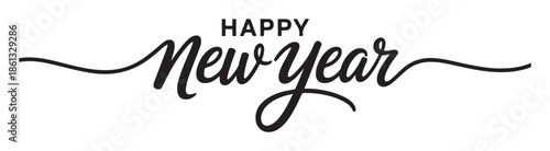 Happy New Year Calligraphy on White Background