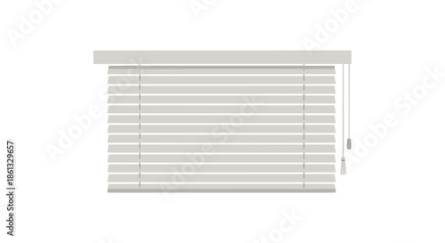 Modern minimalist horizontal window blinds in a light neutral color, providing excellent light control and privacy, an essential interior design