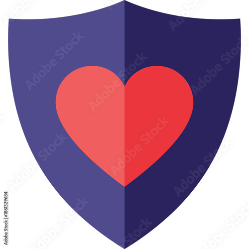 Vibrant Red Heart Centered on Blue Shield Icon Symbolizing Protection Love and Security for Healthcare Safety and Emotional Well-Being