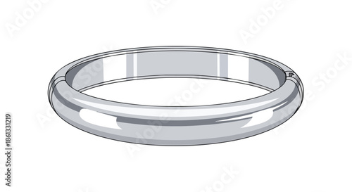Clean polished metallic band with a simple yet elegant rounded profile in a detailed 3D vector style illustration ideal for various design projects