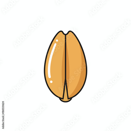 A simple, cartoon illustration of a wheat grain, centered on white
