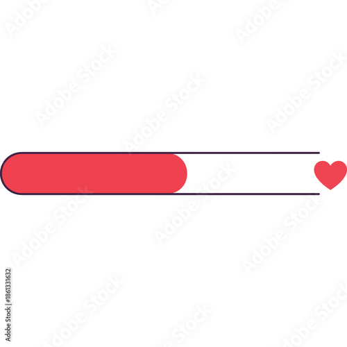Health Bar with Heart Icon: Progress Tracking for Health, Fitness Apps, Love Meters, and Digital Interfaces