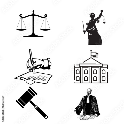 Law, Justice and Legal System Icons for Professional Use
