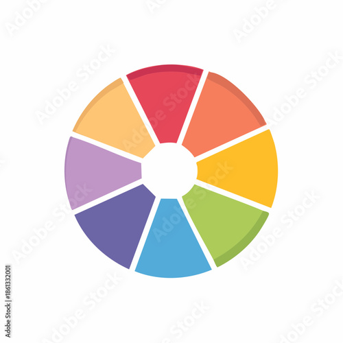Segmented Circle Diagram Colorful Data Visualization Graphic Icon Flat Design