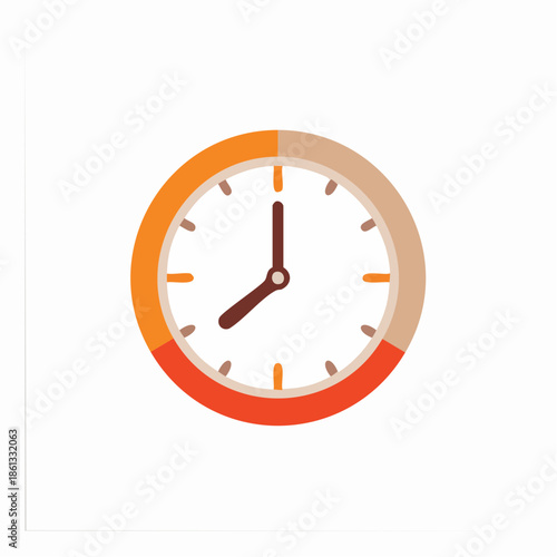Colorful Clock Illustration Showing Eight O'Clock Time Concept Isolated