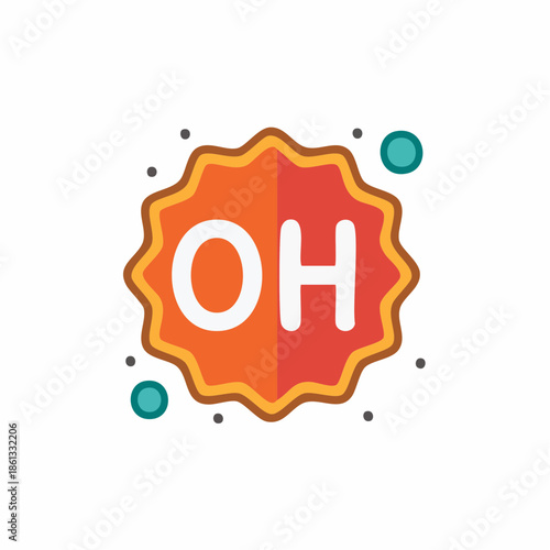 Hydroxyl Group Chemical Structure with Molecule Atoms Depicted Flat Graphic