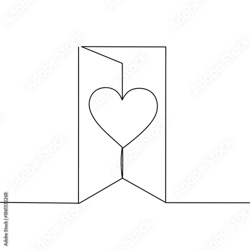 Heart Shape Paper Cutout Template: Black and White Line Art Illustration for Craft Projects, Greeting Cards, and DIY Designs