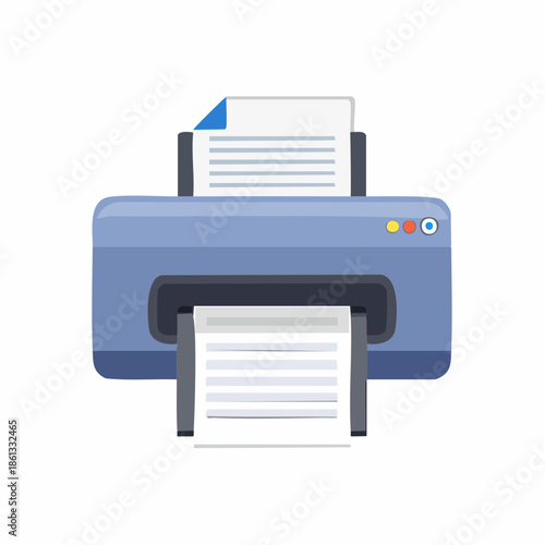 Document printing with a blue printer that outputs sheets of paper with text