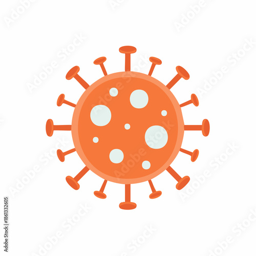 Orange spiky virus illustration depicting infectious diseases and medical science
