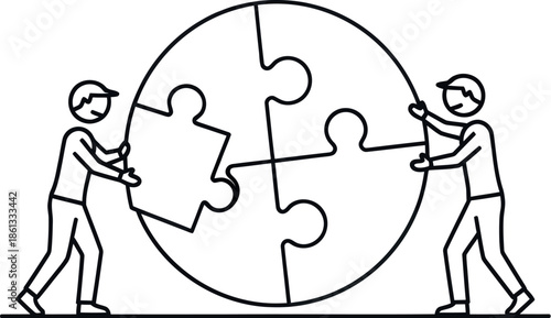 People assembling a globe puzzle