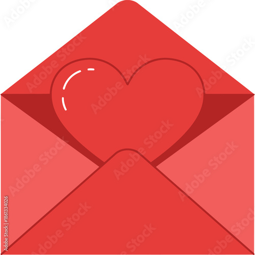 Red Heart in Envelope Icon - Vibrant Love Symbol for Valentine s Day, Greeting Cards, and Romantic Gestures