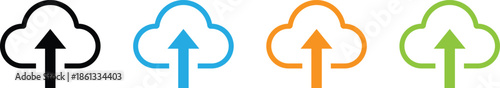 Cloud upload arrow icons set