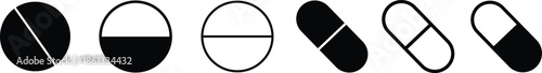 Capsule and pill shape icons set