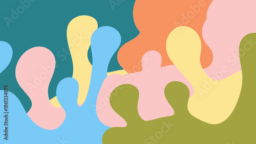 Colorful abstract shapes splashing against a vibrant background