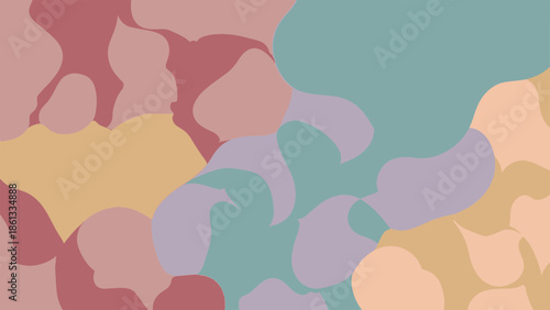 Abstract colorful shapes overlapping in a vibrant illustration from a close-up viewpoint