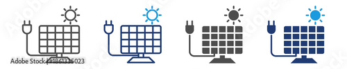solar power icon set multiple style